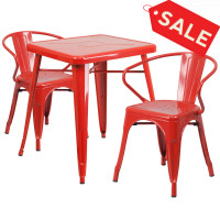 Flash Furniture CH-31330-2-70-RED-GG Metal Table Set in Red